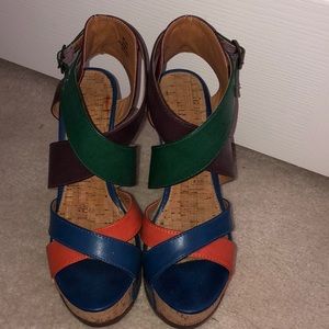 Multi Color Wedge Sandals